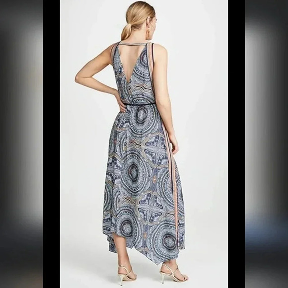Ramy Brooke Vanna Rope Tie Boho Printed Midi Dress sz Small - Picture 2 of 10